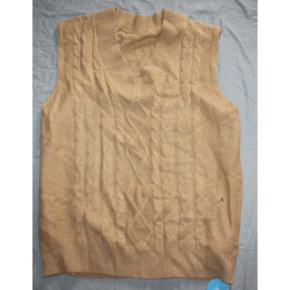 Women's Cable Knit V Neck Sweater Vest - Cupshe -Brown-L